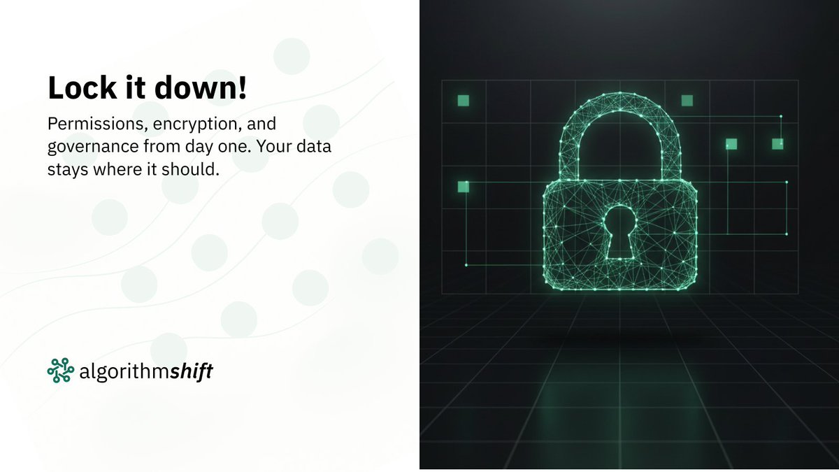 algorithmshift's tweet image. Permissions ✅
Encryption ✅
Governance ✅
From day one. With AlgorithmShift.ai, your data stays where it should.
👉 algorithmshift.ai
#Security #DataProtection #Governance #NoCode #EnterpriseIT