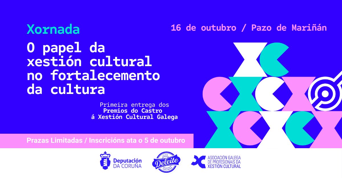 xestocultural's tweet image. O xoves 16 de outubro, no Pazo de Mariñán, as e os profesionais da xestión cultural temos unha cita na xornada ‘O papel da xestión cultural no fortalecemento da cultura’. 

✍🏼 Inscríbete aquí ata o 5 de outubro: forms.gle/QogS6C6t6xsWPi… 

+ no fío! ⬇️