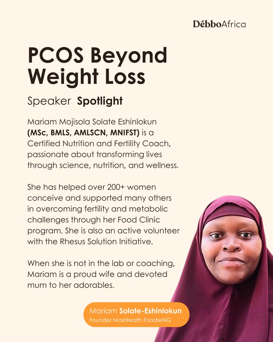 debbo_africa's tweet image. PCOS is more than lossing weight💜
Join our IG Live as we unpack how nutrition supports hormone balance, energy &amp;amp; overall health, not just the scale.

🗓️ Sunday, Sept. 28th | ⏰5 pm
📍 IG Live @debbo_africa

#PCOSAwareness #WomensHealth #Weightloss