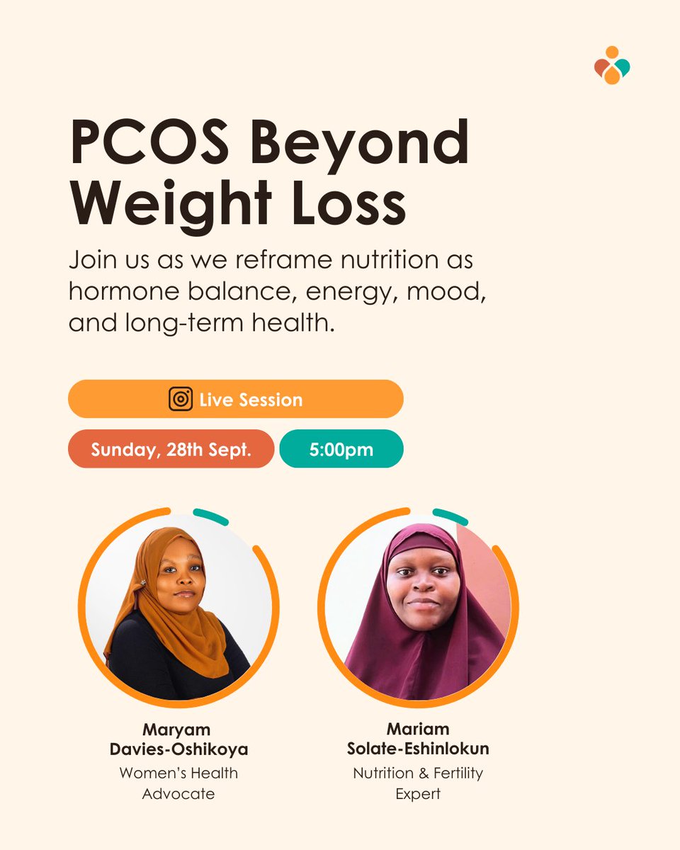debbo_africa's tweet image. PCOS is more than lossing weight💜
Join our IG Live as we unpack how nutrition supports hormone balance, energy &amp;amp; overall health, not just the scale.

🗓️ Sunday, Sept. 28th | ⏰5 pm
📍 IG Live @debbo_africa

#PCOSAwareness #WomensHealth #Weightloss