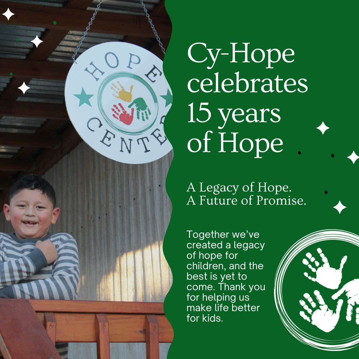 🎉 Happy 15th Anniversary to <a href="/CyHopeTX/">Cy-Hope</a>!

For 15 years, you’ve been making life better for kids and families in Cy-Fair. We’re proud to celebrate this milestone with you. 

#CyHope #15YearsOfHope #communityimpact