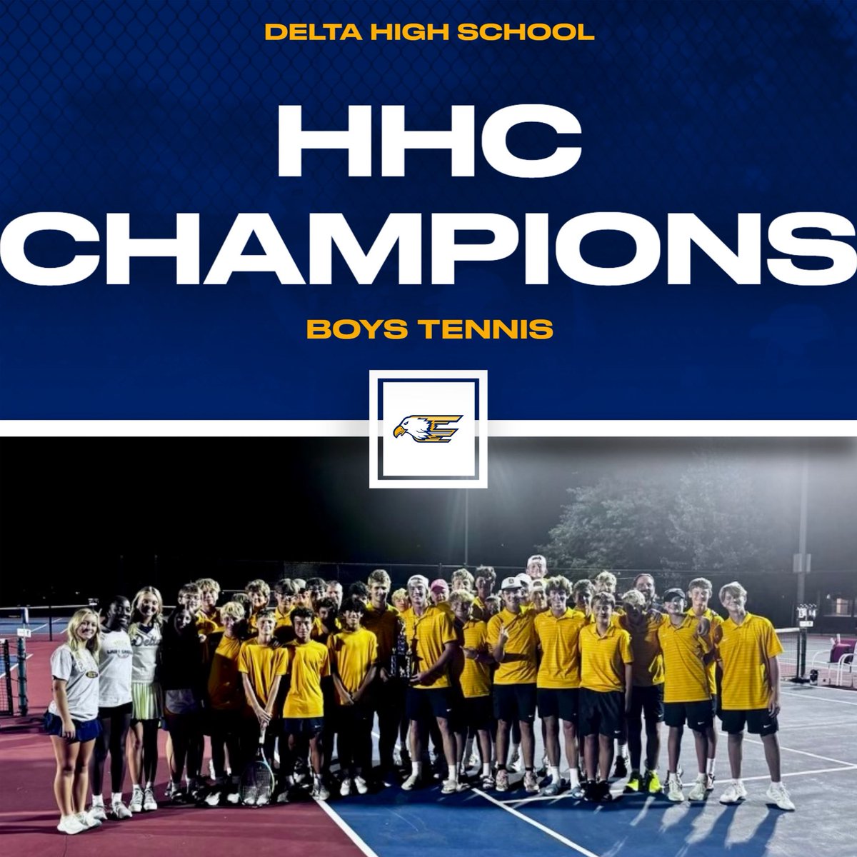 🚨CHAMPIONSHIP ALERT🚨

🏆 HHC CHAMPIONS🏆

🎾 Boys Tennis 🎾 

Congrats to Coach Cleland, Coach Dishman and the Delta Eagles on capturing the Hoosier Heritage Conference Championship last night in Boy's Tennis!

🦅 GO EAGLES