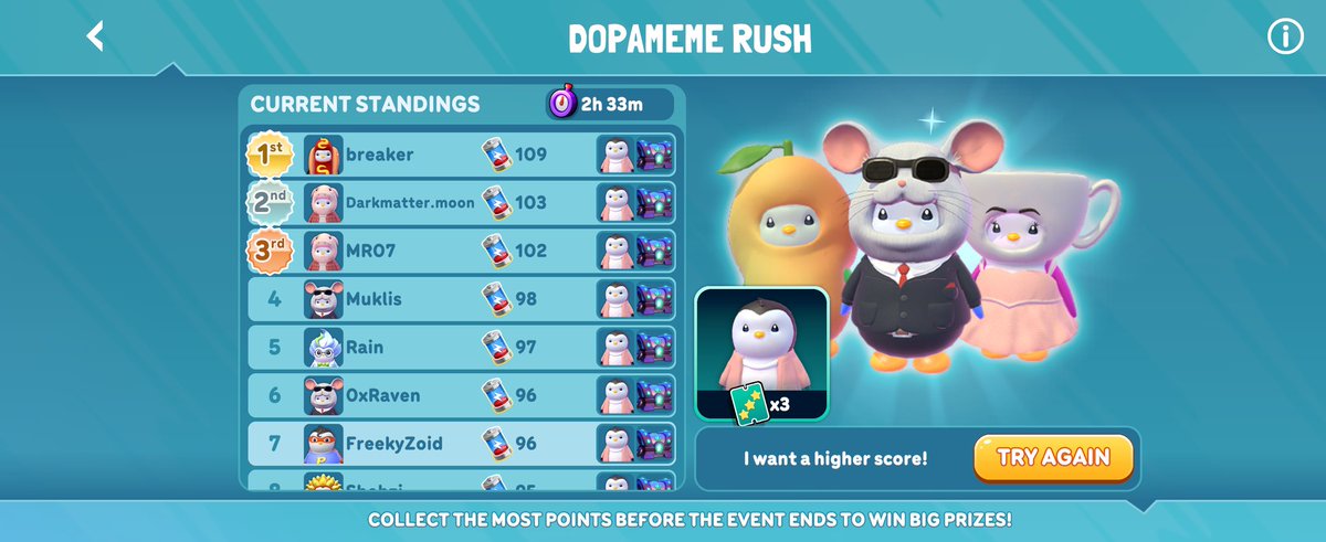 Finally among the top #10 with around 2 hrs to go in <a href="/PlayPudgyParty/">Pudgy Party</a>