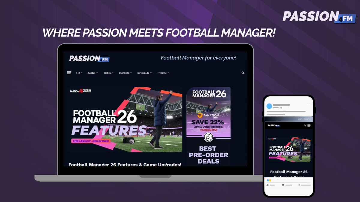 Passion4FM's tweet image. Passion4FM: Where passion meets Football Manager! 

At Passion4FM we are gearing up for #FM26 with a refreshed look! 

Welcome to our new home providing you with all the FM essentials; from best wonderkids, tactics and in-depth guides to mods &amp;amp; other useful resources.

It&apos;s…