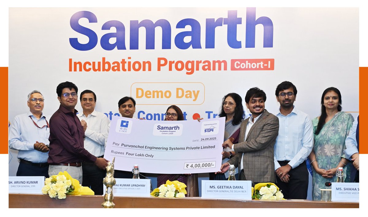 STPI (@stpiindia) on Twitter photo Congratulations to Purvanchal Engineering Systems Private Limited for achieving a new milestone✨
The Samarth Incubation Program Demo Day witnessed 18 promising startups showcasing innovative solutions, an enlightening Elevate Pitch, followed by an exciting Award Ceremony. 🏆 Congratulations to Purvanchal Engineering Systems Private Limited for achieving a new milestone✨
The Samarth Incubation Program Demo Day witnessed 18 promising startups showcasing innovative solutions, an enlightening Elevate Pitch, followed by an exciting Award Ceremony. 🏆