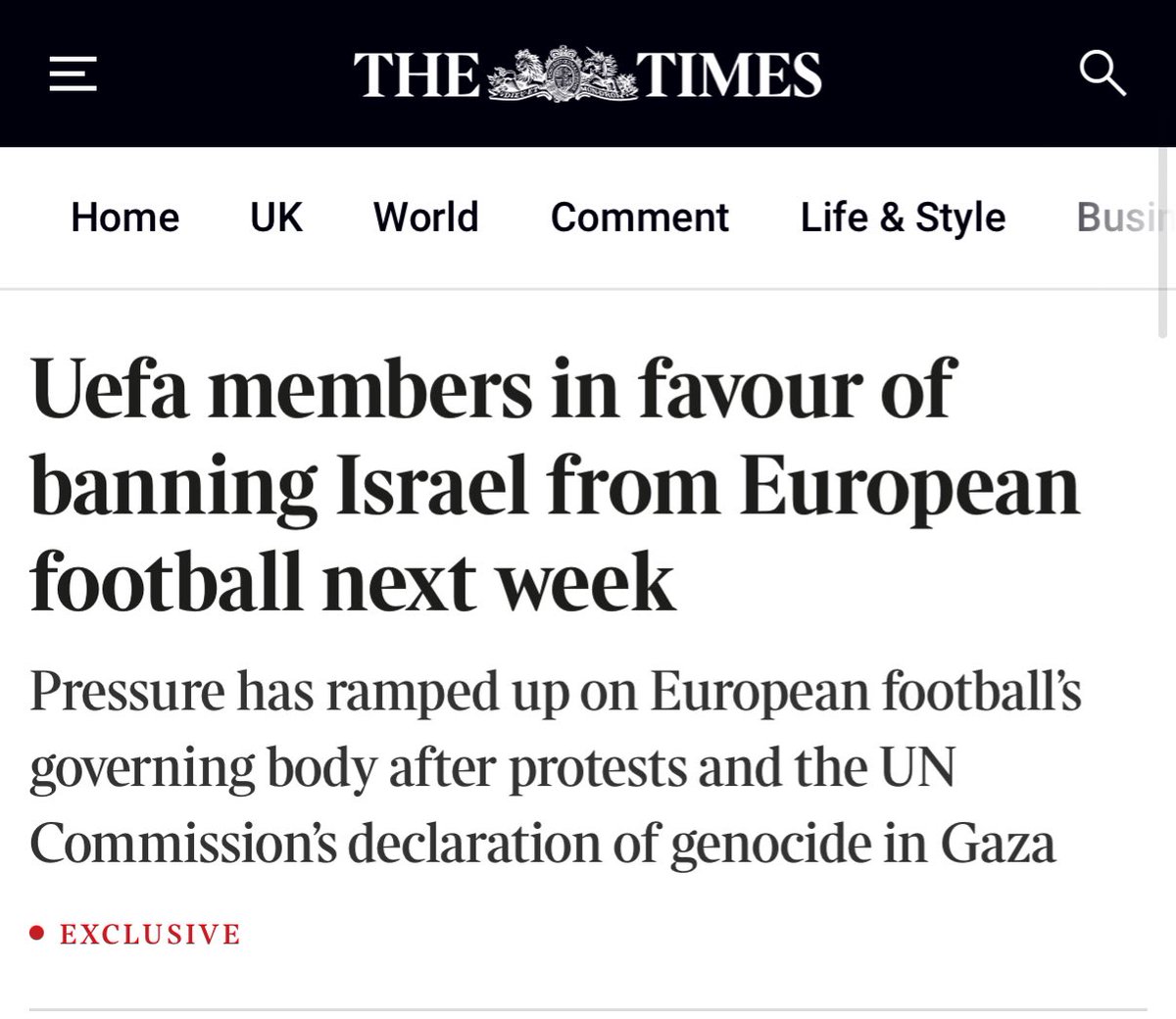 If <a href="/UEFA/">UEFA</a> are using the bogus report from the UN to inform this decision then it’s discrimination based on a lie. The oldest hatred in modern form.