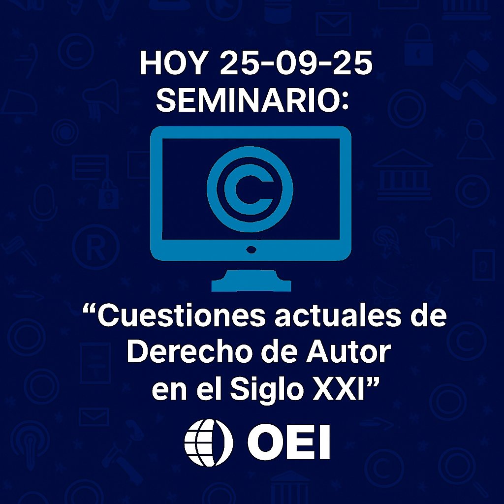 📢 La OEI organiza para el día de hoy el seminario en línea: “Cuestiones actuales de Derecho de Autor en el Siglo XXI” Dentro de su programa de diálogos sobre DD.HH., democracia y comunicación institucional

n9.cl/nyxs8