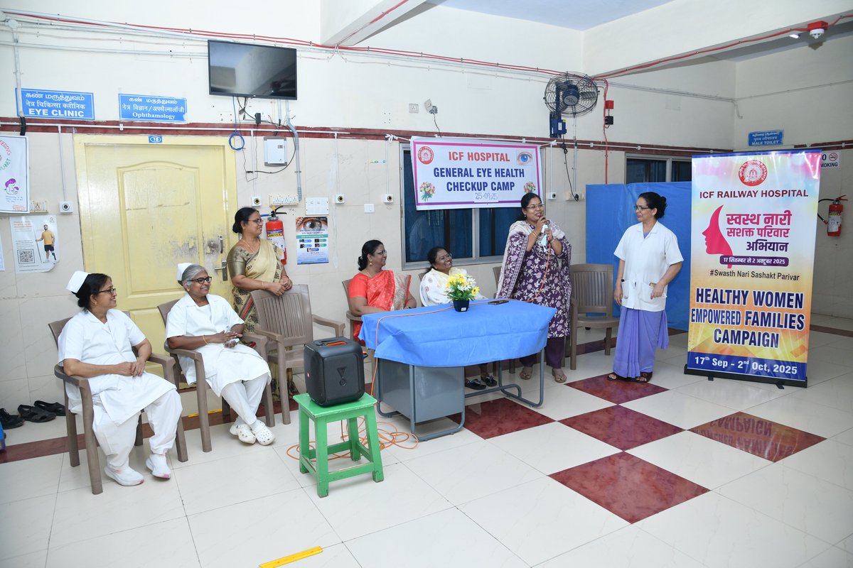 icfindrlys's tweet photo. As part of the #SwasthNariSashaktParivar, a General Eye Health Checkup Camp was held at ICF Hospital today (25.09.2025) for the benefit of ICF employees and their family members.
#integralcoachfactory https://t.co/AKi55Bn5Yc