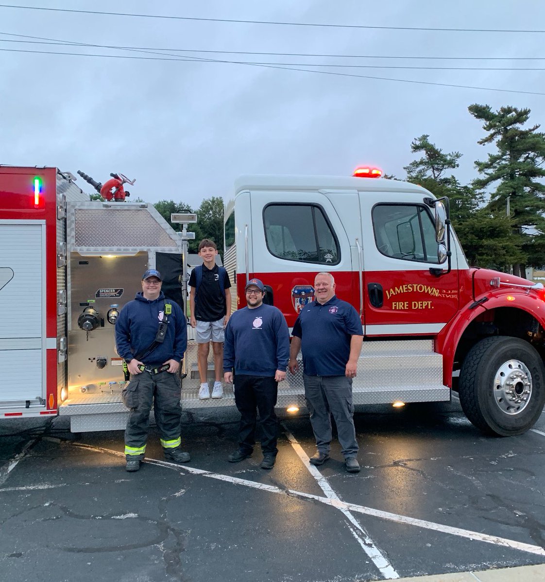 Today we celebrate Braxton for being the top earner at Rocket Walk-It!  Braxton got a special ride to school today thanks to Chief Joe and the guys at Jamestown for making this possible!  ❤️🚀