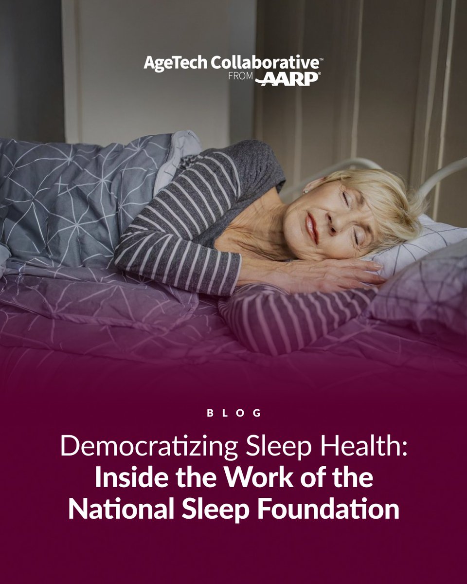 AgeTechCollab's tweet image. Sleep is not optional, it’s essential to healthy aging. The @sleepfoundation, an @AgeTechCollab participant, has spent 35+ years advancing public sleep health. In our blog, CEO Lopos shares how NSF is shaping innovation across health, &amp;amp; technology. 🔗lnkd.in/g4fAE42f
