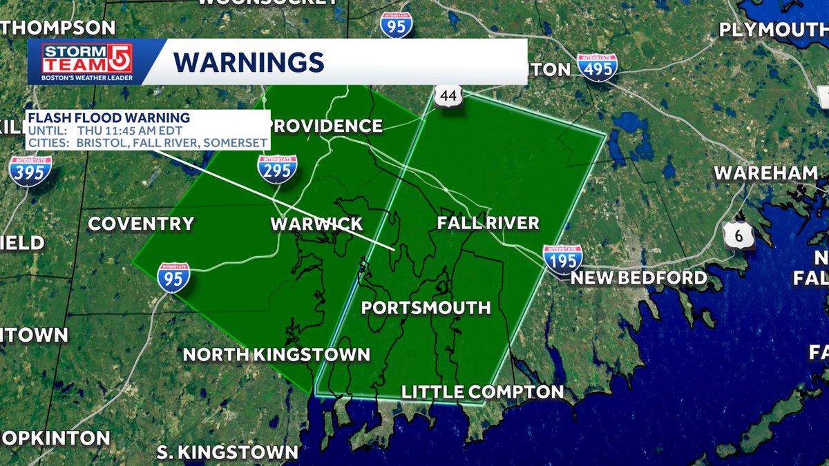Met_CindyFitz's tweet image. NEW FLASH FLOOD WARNING until 11:45am on the South Coast including Fall River.  Rainfall rates near 3&quot; per hour is leading to flash flooding in poor drainage areas. Avoid driving over flooded roads- you never know how deep the water is! #WCVB