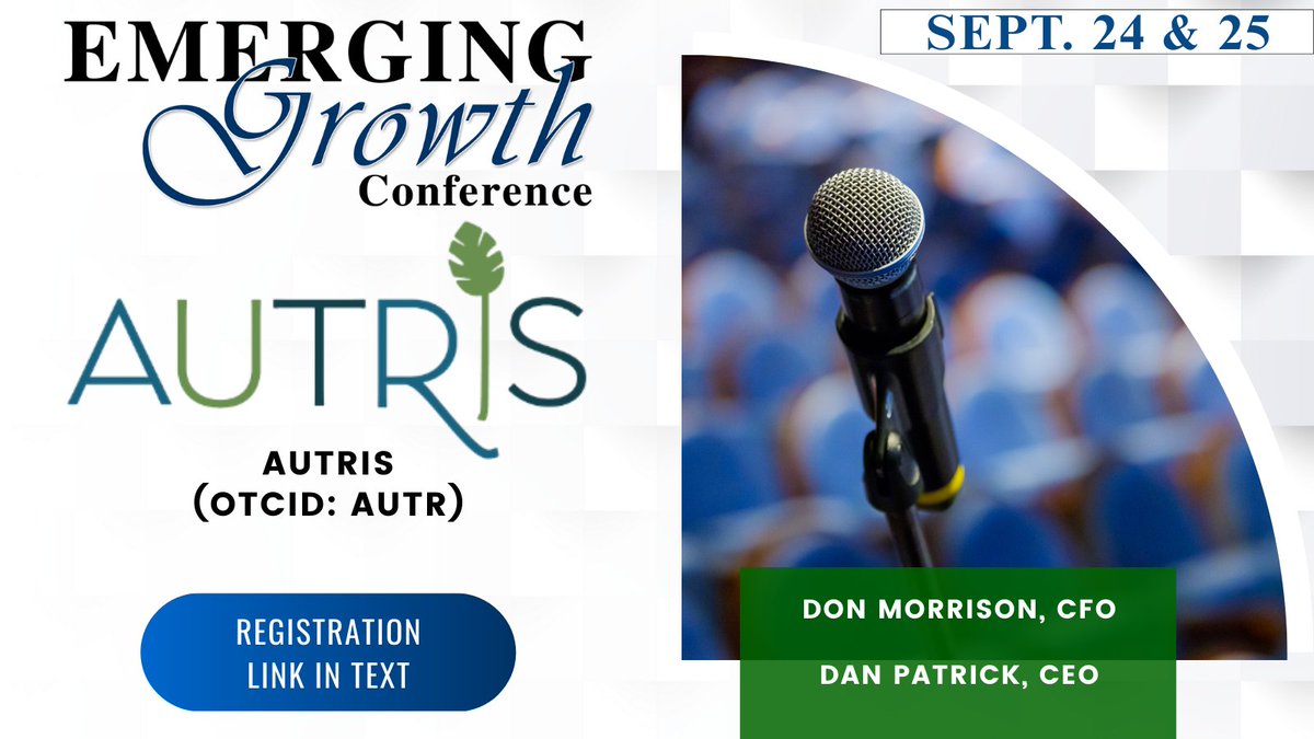 $AUTR Live Emerging Growth Conference in 30 minutes
<a href="/autrisgroup/">Autris</a> 

Live Stream:
goto.webcasts.com/starthere.jsp?…

Questions for the Company? Questions@EmergingGrowth.com

Presenting Today:
$SBC
$AUTR
$FRSPF $PHOS
$TIVC
$QQCMF $QQQ
$IMRFF $IMR
$STKXF $SKP
$VANI
$LCTC
$JAGX
$OMEX
$MDNAF