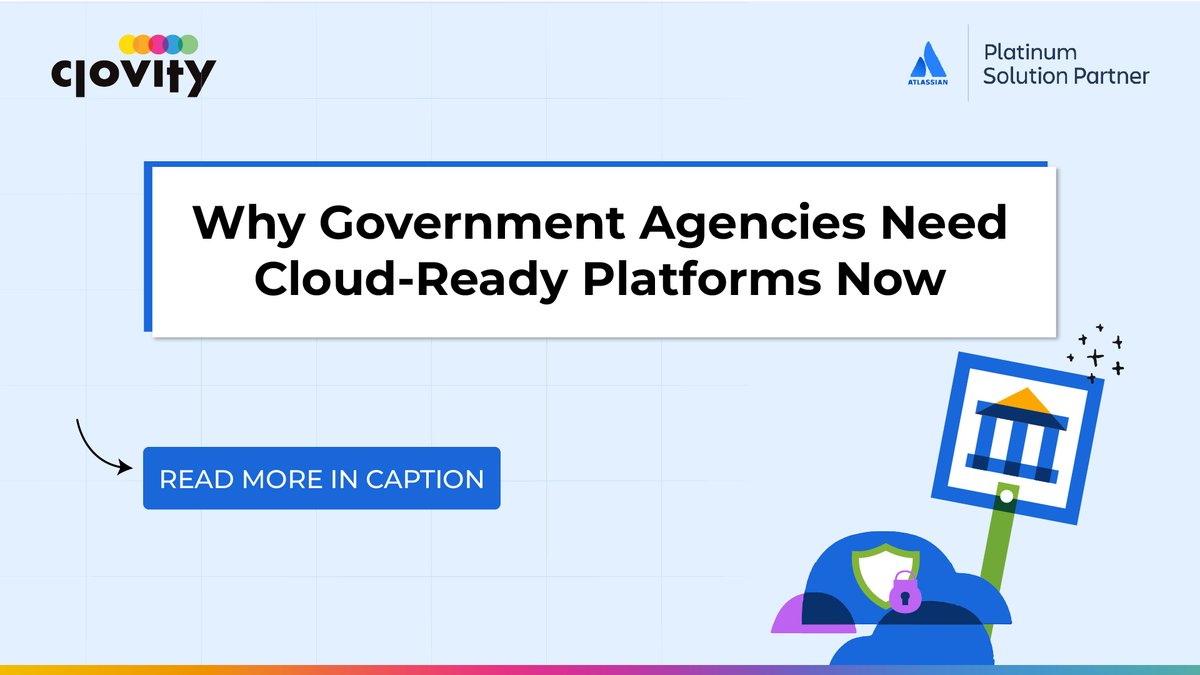 ☁️ Cloud-ready isn’t optional it’s mission-critical. 
👉 Read the full blog here: clovity.com/blog/why-gover…   

Discover why government agencies are adopting cloud-first platforms like Atlassian to ensure secure, scalable and agile operations.

Empower your teams with flexibility,
