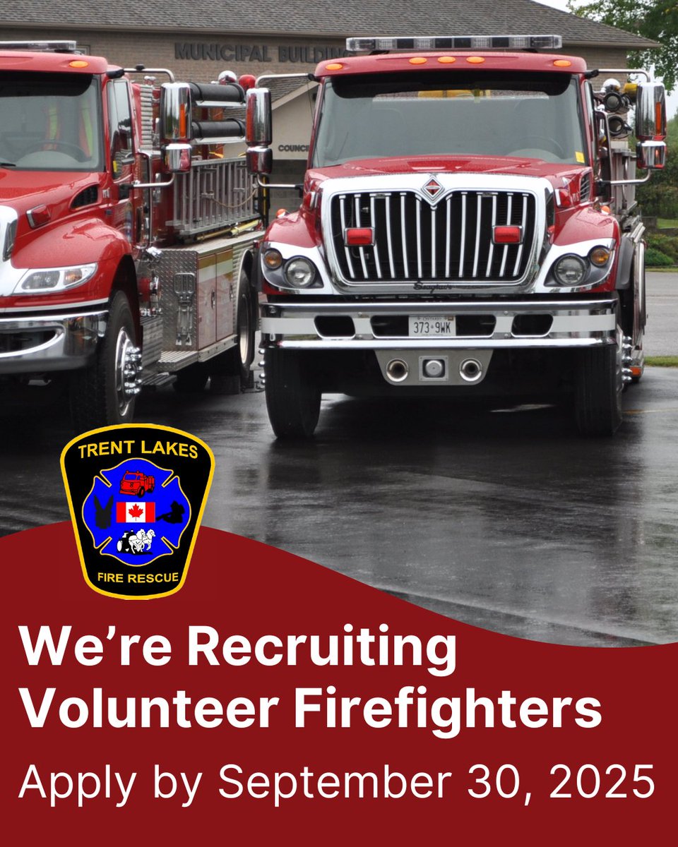 5 days left to apply! ⏰

Do you want to make a lifesaving difference in your community?

Join Trent Lakes Fire Rescue as a volunteer firefighter!

👉 Apply: trentlakes.ca/live/emergency…