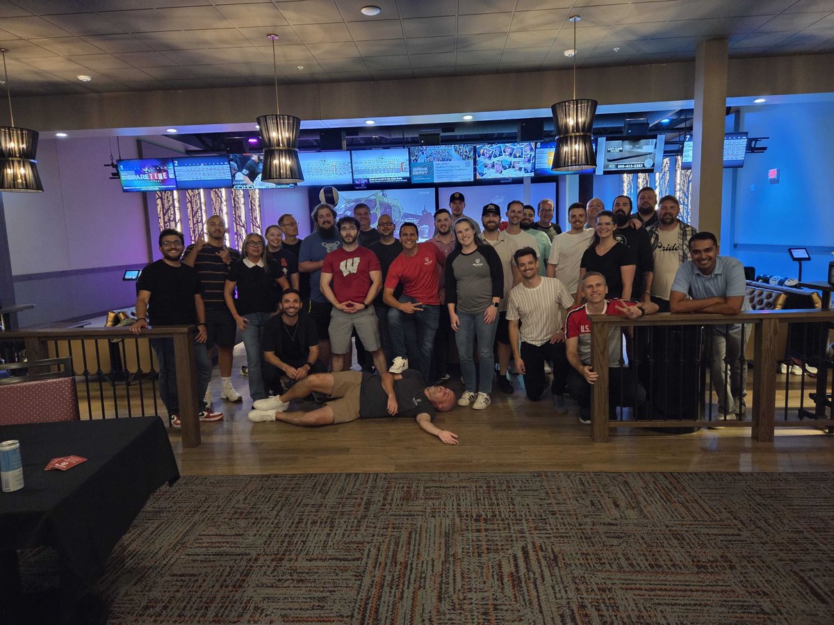 SprocketSec's tweet image. Team All Hands this week = big ideas + Wisconsin eats + pool, bowling, arcade, and laser tag! Work + play done right. Already looking forward to the next one.

#ethicalhackers #allhands #sprocketsecurity