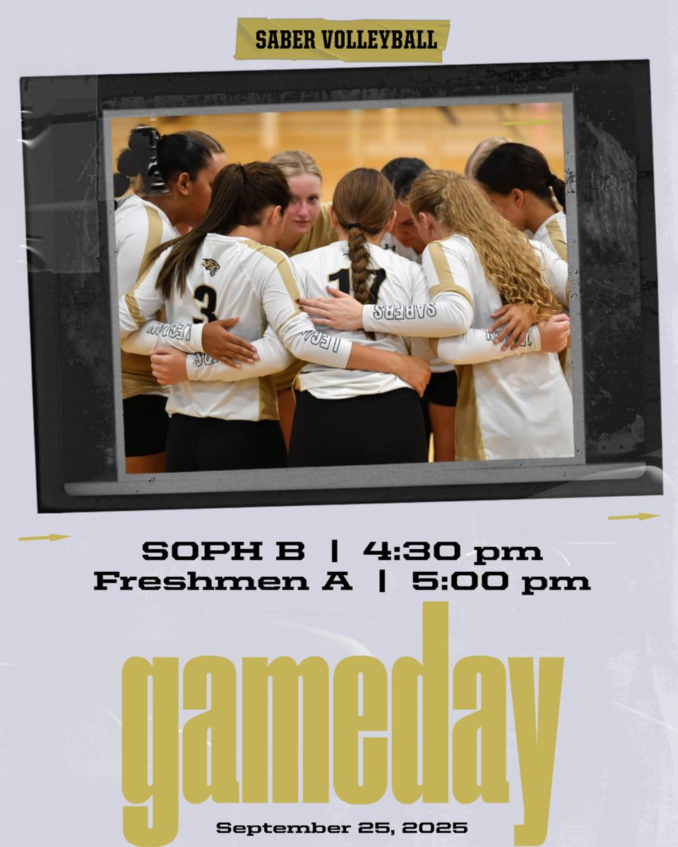 🏐 Road trip night! Soph B and Freshmen A team are headed to St. Mary’s for some Saber volleyball action. 💛🖤 Let’s go Sabers — bring the hustle and heart!