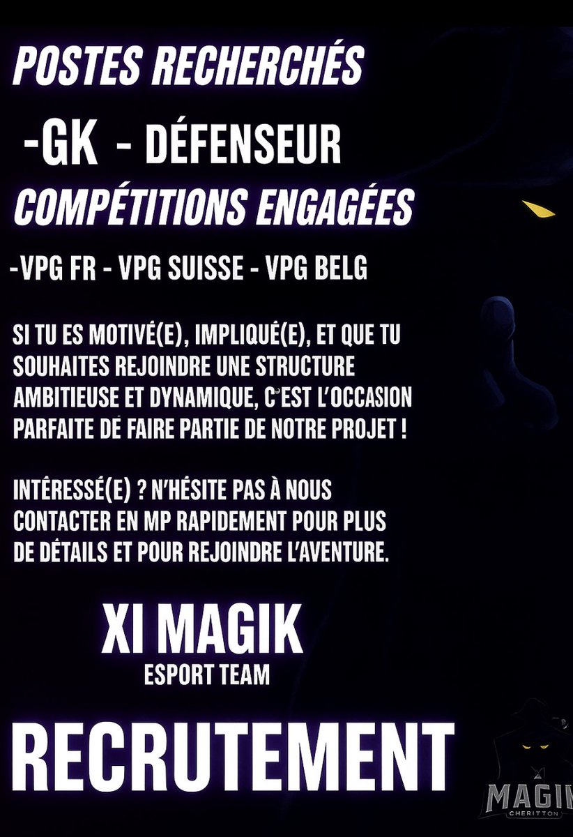 Salut à tous , on a besoin en urgence de GK et des DC pour les compétitions merci de RT 

#vpg #cpg #clubpro #Competition #eafc26