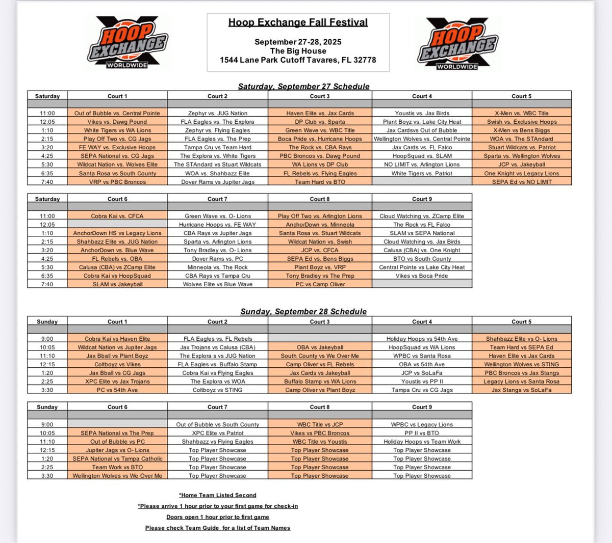 ***Breaking News***

Hoop Exchange Fall Fesitval schedule has been announced and will be in action this weekend

Bartow (Tony Bradley Elite) 
Santa Fe (Fe Way)
Winter Haven (Haven Elite)

All in action 

#polkhoops
#1SourceForPolkCountyHighSchoolBasketball