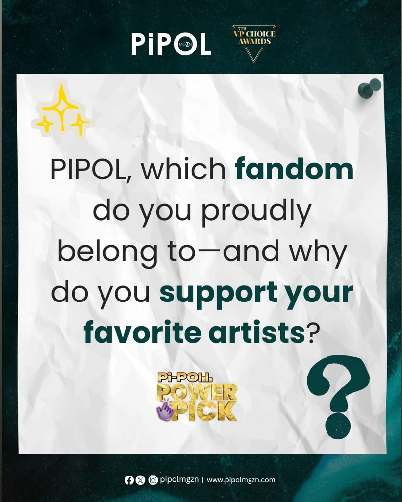 pipolmgzn's tweet image. PIPOL, which fandom do you proudly belong to—and why do you support your favorite artists?

#PiPoLLPOWERPICK #7thVPChoiceAwards #PIPOLmgZn

@vpchoiceawards