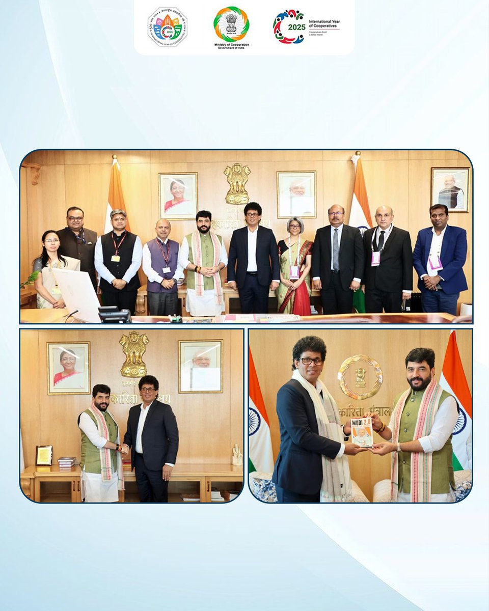 MinOfCooperatn's tweet photo. Mr. Wasantha Samarasinghe, Hon’ble Minister of Trade, Commerce, Food Security, and Cooperative Development of Sri Lanka, met with Shri Murlidhar Mohol, Hon’ble Union Minister of State for Cooperation and Civil Aviation, Government of India, on 25th September 2025.

The discussions primarily focused on enhancing bilateral cooperation in knowledge sharing and capacity building for strengthening cooperatives, and exploring opportunities to boost mutual growth and partnership between the two countries.

The meeting was also attended by Dr. Ashish Kumar Bhutani, Secretary, MoC; Ms. Mahishini Colonne, High Commissioner of Sri Lanka to India; Mr. K.A. Vimalenthirarajah, Secretary, Ministry of Trade, Commerce, Food Security, and Cooperative Development of Sri Lanka; along with senior officials from MoC and representatives from National Cooperative Exports Limited (NCEL) and the Ministry of External Affairs.

#EmpoweringCooperatives #CoopsYear #SahkarSeSamriddhi #IYC2025 

@PMDNewsGov 
@EDB_SriLanka
