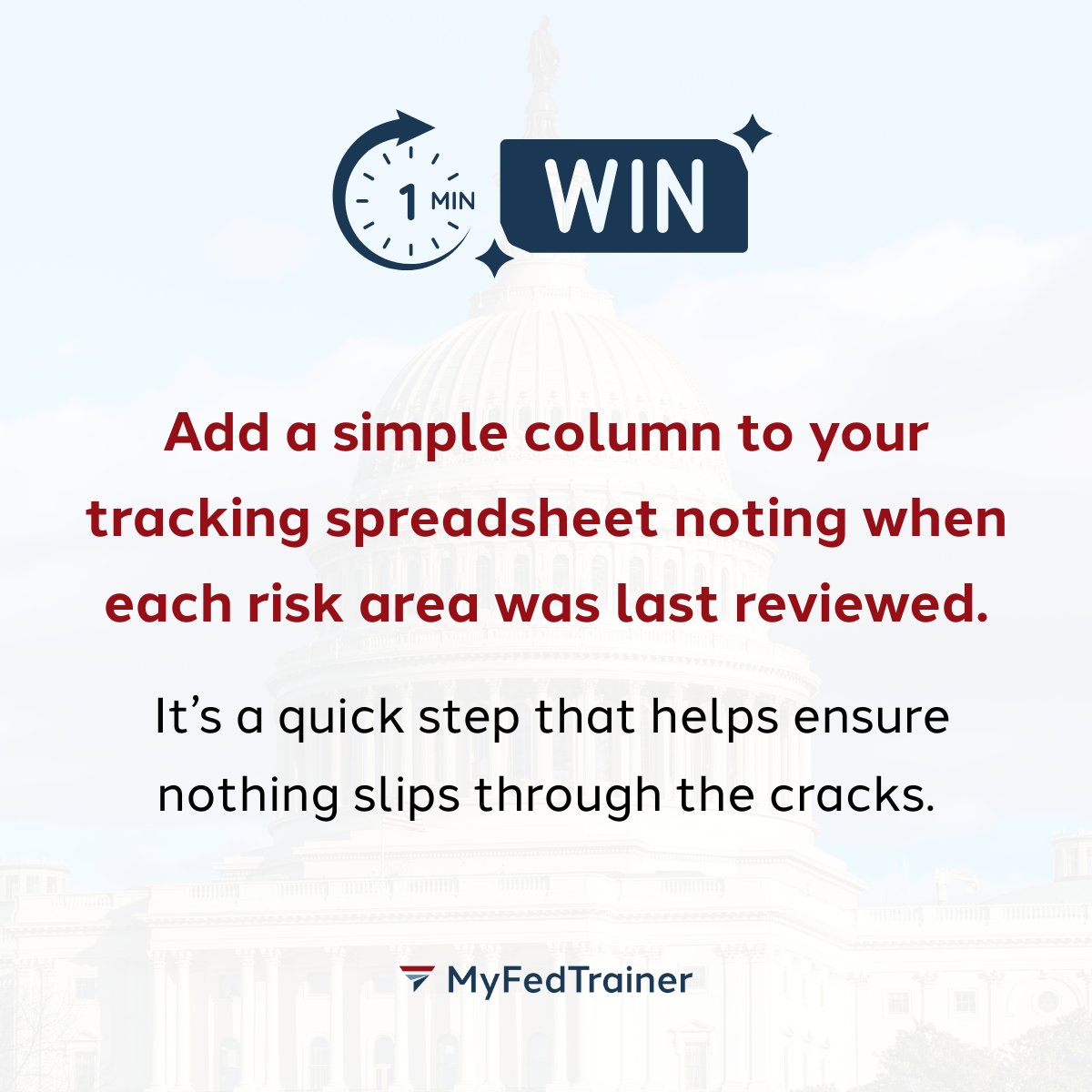 ⏱ One-Minute Win: Add a “𝗹𝗮𝘀𝘁 𝗿𝗲𝘃𝗶𝗲𝘄𝗲𝗱” column to your risk tracking sheet. A quick step that makes sure nothing slips through the cracks.

#GrantManagement #RiskAssessments