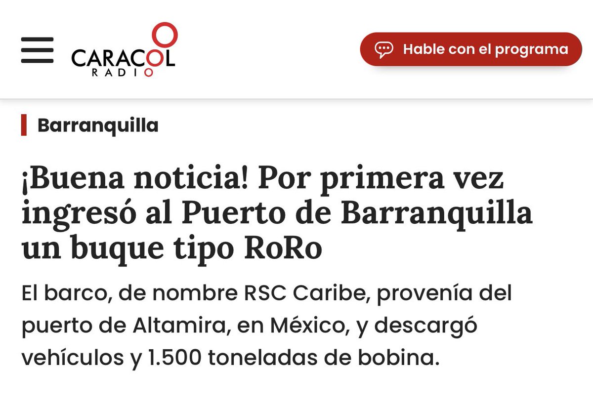 LorduyCesar's tweet photo. #SacoPecho por el #puerto de #Barranquilla que por primera vez recibe un buque tipo RoRo (carga y descarga mercancías mediante rampas móviles, sin necesidad de grúas ni equipos especiales). Caló 9,9 metros y transportaba 35.000 toneladas de carga. @asoportuaria @Cormagdalena @AlejandroChar @AnaMariaAljure
https://t.co/c9BRjfCgkx @martintapias