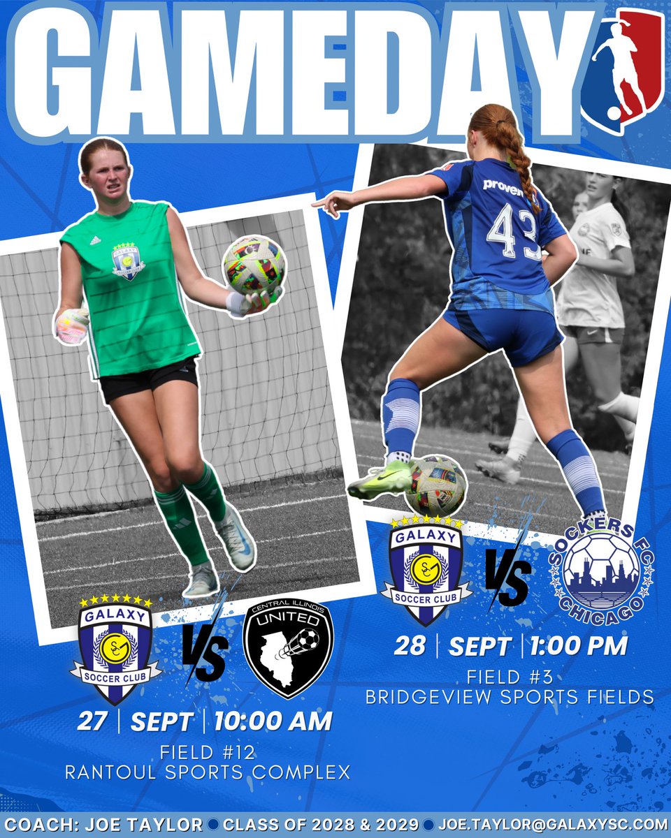 Game Day Weekend! ⚽️🔥
Big Illinois matchups on deck—come check us out!

🗓️ Sat 9/27 | vs Central Illinois GA
📍 Rantoul

🗓️ Sun 9/28 | vs Sockers FC GA
📍 Bridgeview
<a href="/TopDrawerSoccer/">TopDrawerSoccer</a> <a href="/PrepSoccer/">Prep Soccer ⚽️</a> <a href="/TheSoccerWire/">SoccerWire</a>