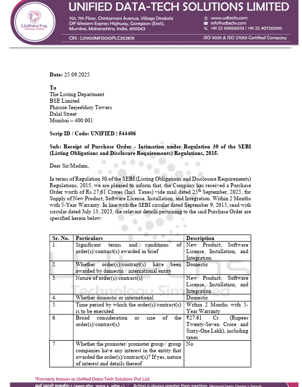 SathyeshBhat's tweet image. #UnifiedData

New order win for 28 Cr⚡️
Timline: Within 2 months
Client: Domestic

A silent player around domestic IT/DC

#UnifiedData-tech