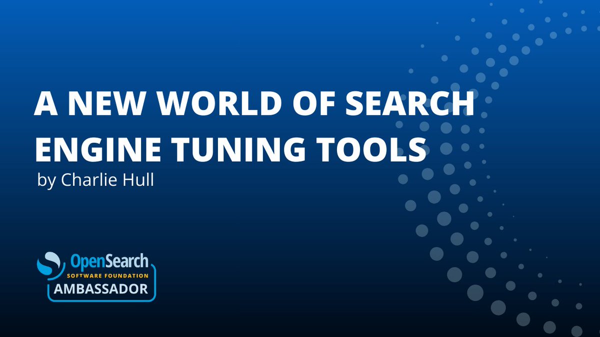OpenSearchProj's tweet image. “Tuning search engines to return the best results.” — Charlie Hull, #OpenSearchAmbassador
Charlie shares how OpenSearch is improving search relevance with new tools:
🔹 UBI – track the full search journey
🔹 SRW – test &amp;amp; measure results
📖 Blog: hubs.la/Q03KJzpz0
👀 V3.1:…