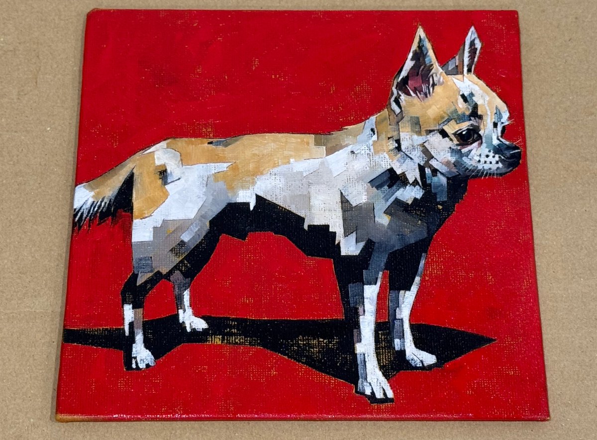 先日 REIJINSHA GALLERYで個展を開かれた
萩原亜美さんに愛犬だったチワワを
思い出のために描いていただきました。

赤バックに平筆を使って書かれた我が愛犬は
生き生きと凛々しく描かれており、
萩原さんには感謝です。
ありがとうございました！

萩原亜美さんのインスタ
instagram.com/ami.storyboard…