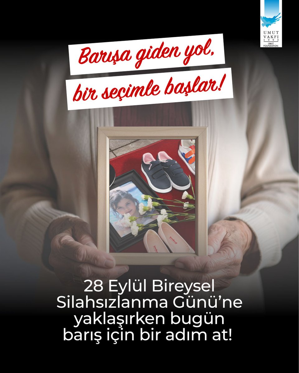 28 Eylül Bireysel Silahsızlanma Günü'ne yaklaşırken #BirSeçimYap ve barışı seç!

💬 Silahsızlanma çağrılarını paylaş, çevreni bilinçlendir.
🤝 Bir çözüm öner, uzlaşma kültürünü güçlendir.
🌱 Kendi çevrende değişim başlat, barışı yay.

Barışa giden yolu birlikte inşa edelim!