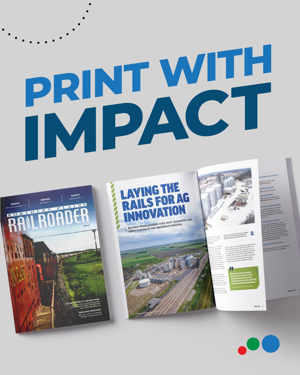 StrayMediaGroup's tweet image. 📖If you&apos;re going to print a 24 page magazine, it has to look and feel amazing! That&apos;s why our client Northern Plains Rail Services turns to us for their layout and printing.
#PrintingServices #ImpactfulDesign #PrintLayout