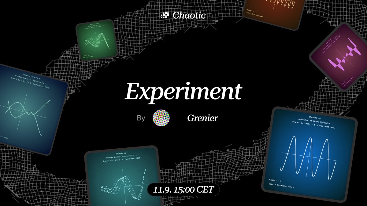 ChaoticApp's tweet image. 🌀 EXPERIMENT BY @grenierstudio - LIVE NOW 🌀

128 UNIQUE EXPERIMENTAL PIECES
VINTAGE DISPLAYS × GENERATIVE CHAOS

→ 0.1 DOT per piece
→ press &apos;s&apos; to save

let the trials begin