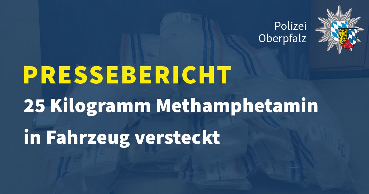 Am Dienstagnachmittag (23.09.2025) fanden Kolleginnen und Kollegen bei einer Schleierfahndung im Bereich Velburg, in einem Fahrzeug ein professionelles Schmugglerversteck mit insgesamt 25 Kilogramm Methamphetamin. Die Kriminalpolizei Regensburg ermittelt.

polizei.bayern.de/aktuelles/pres…
