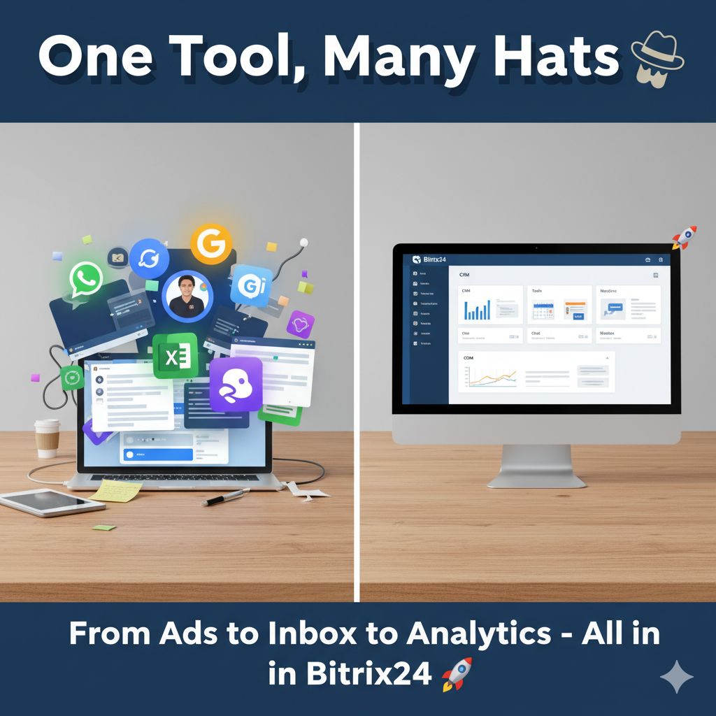 WeAreAcemagick's tweet image. 🎩 One tool, many hats!
📢 Ads 💬 Chat 📊 CRM 📱 Social
⏳ Save time 💰 Save money 🤯 Save headaches
🚀 Simplify with @WeAreAcemagick 
📞 +91-9871761453 | ✉️ hello@acemagick.com
#WorkSmarterWithAcemagick #Bitrix24India #AllInOneCRM