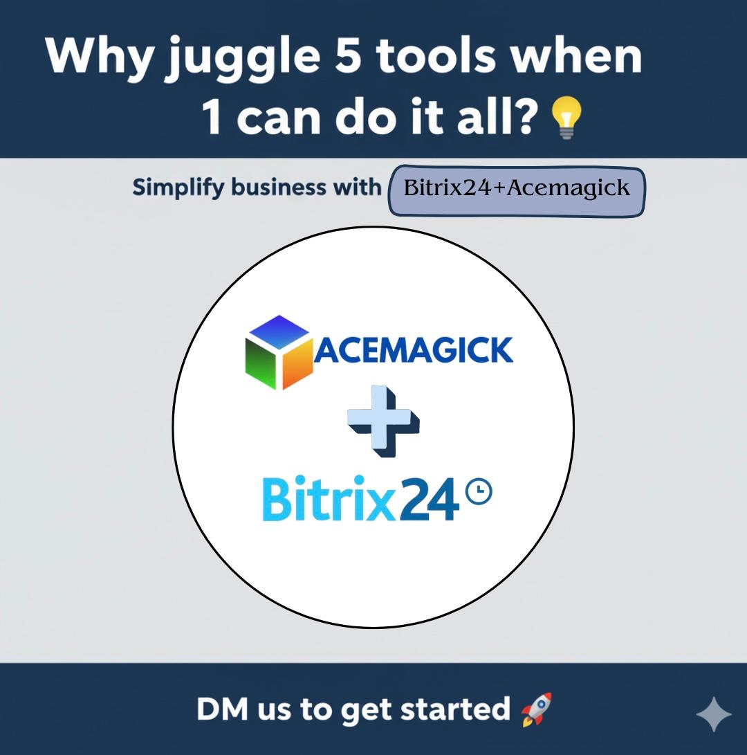 WeAreAcemagick's tweet image. 🎩 One tool, many hats!
📢 Ads 💬 Chat 📊 CRM 📱 Social
⏳ Save time 💰 Save money 🤯 Save headaches
🚀 Simplify with @WeAreAcemagick 
📞 +91-9871761453 | ✉️ hello@acemagick.com
#WorkSmarterWithAcemagick #Bitrix24India #AllInOneCRM