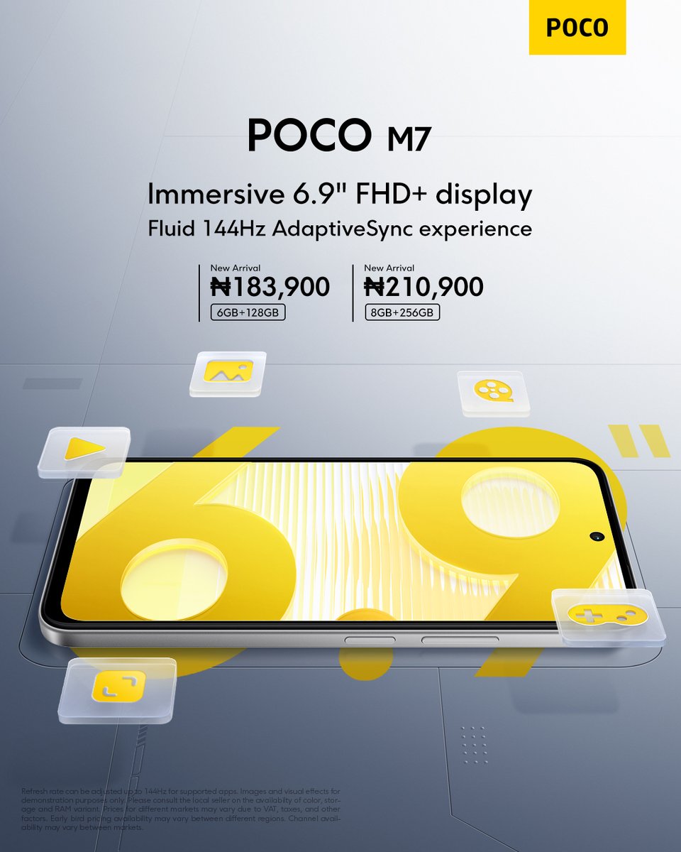 PocoNigeria's tweet image. From gaming to Netflix, and content creation, the 6.9”
display makes everything looks better😎
It’s not just a screen. It’s an experience you deserve.

#POCOM7 #POCO #PlayWithoutLimits #POCONigeria