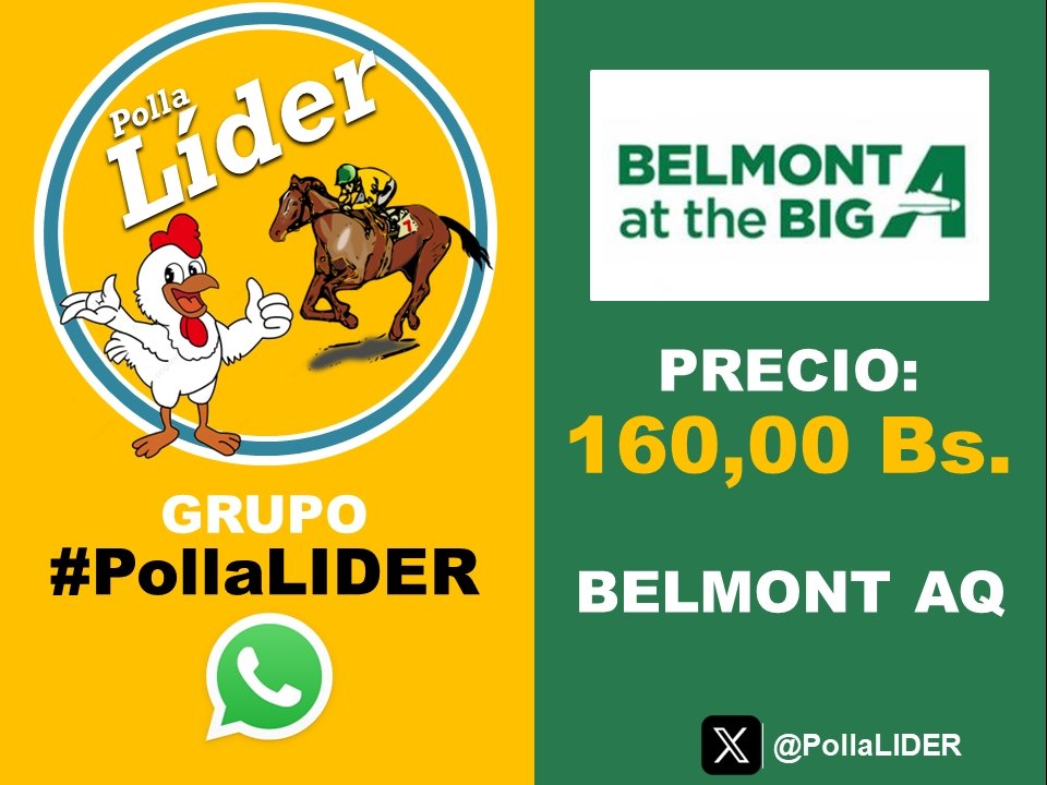 ¡JUEVES DE POLLA EN BELMONT AQ! 🏇

🗓️ 25 de SEPTIEMBRE.
💵 Precio 160 Bs.
🕐 Cierra 2:00 PM

¡Juega y ligas tus pollas por tan solo 160 Bs. Menos de 1$!