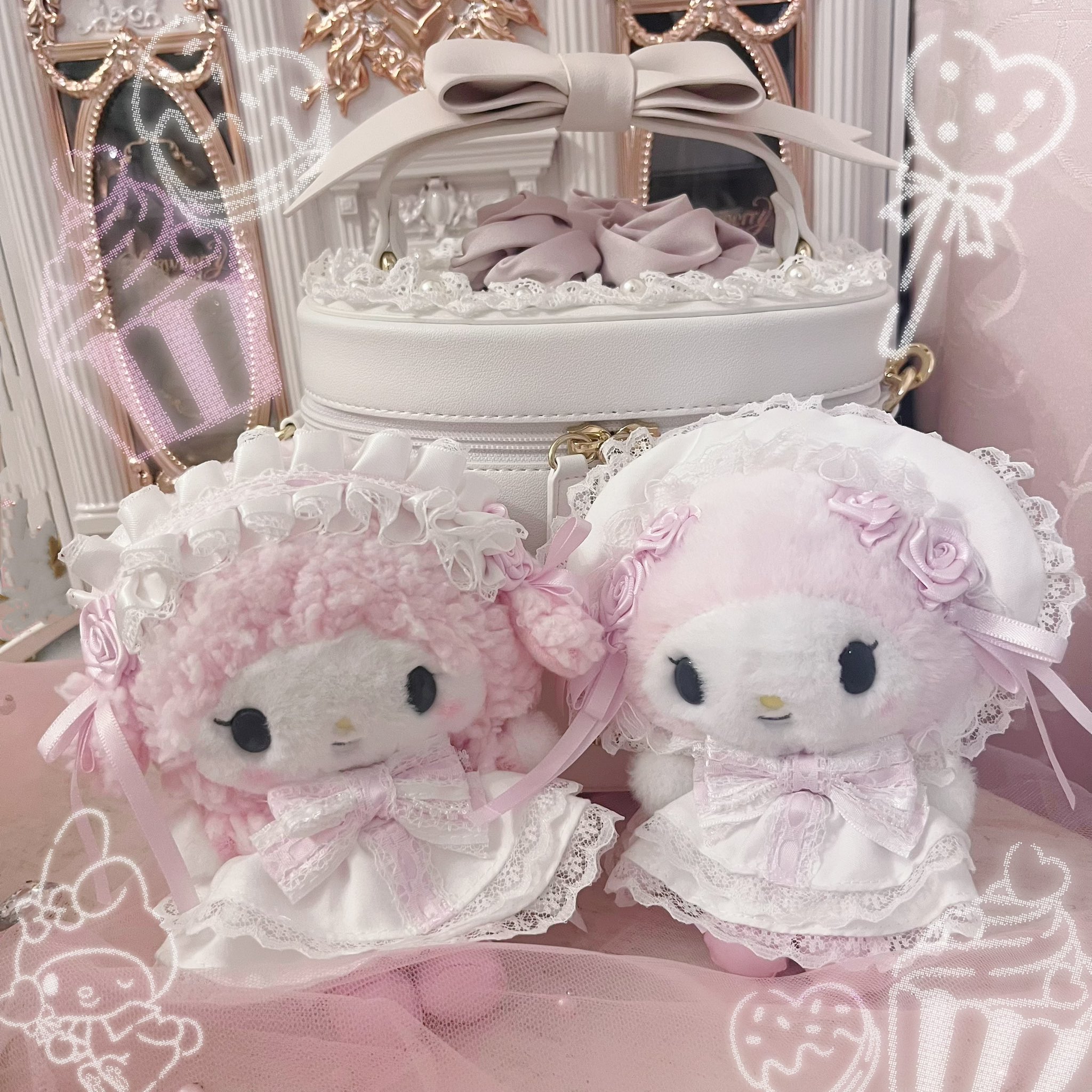 マイメロディホワイトフリルぬいぐるみ 2点 サンリオ ホワイトフリル