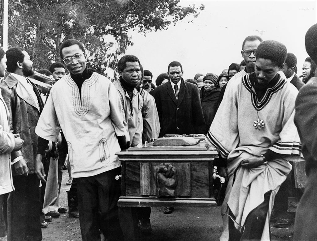 Steve Biko was laid to rest 48 years ago today.

My late grandfather, Rev. Drake Tshenkeng, who sadly passed away on Monday, 22 September 2025, is one of the men in the picture (on the left in glasses) carrying Biko's coffin.

Rev. Tshenkeng, the former Deputy President of the