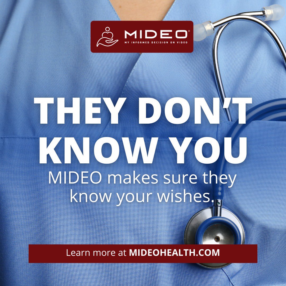 MIDEOHealth's tweet image. If you’re a snowbird, your care team changes seasonally. That means Dr’s may not know you or your wishes.

MIDEO ensures your voice is always heard with one scan &amp;amp; instantly you appear &amp;amp; speak directly to guide the care team. Don’t leave your care to assumptions.#AdvanceDirective