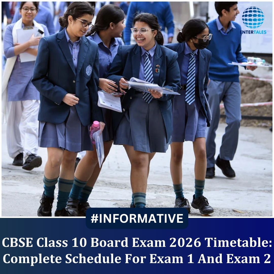 Entertales's tweet image. Check the full timetable now! 
entertales.com/cbse-class-10-…

📢 Big Update from CBSE!

Class 10 Board Exam 2026 date sheet is OUT ✅
Exams in two phases: Feb-March &amp;amp; May-June 📚

#CBSE #CBSE2026 #Class10 #CBSEDateSheet