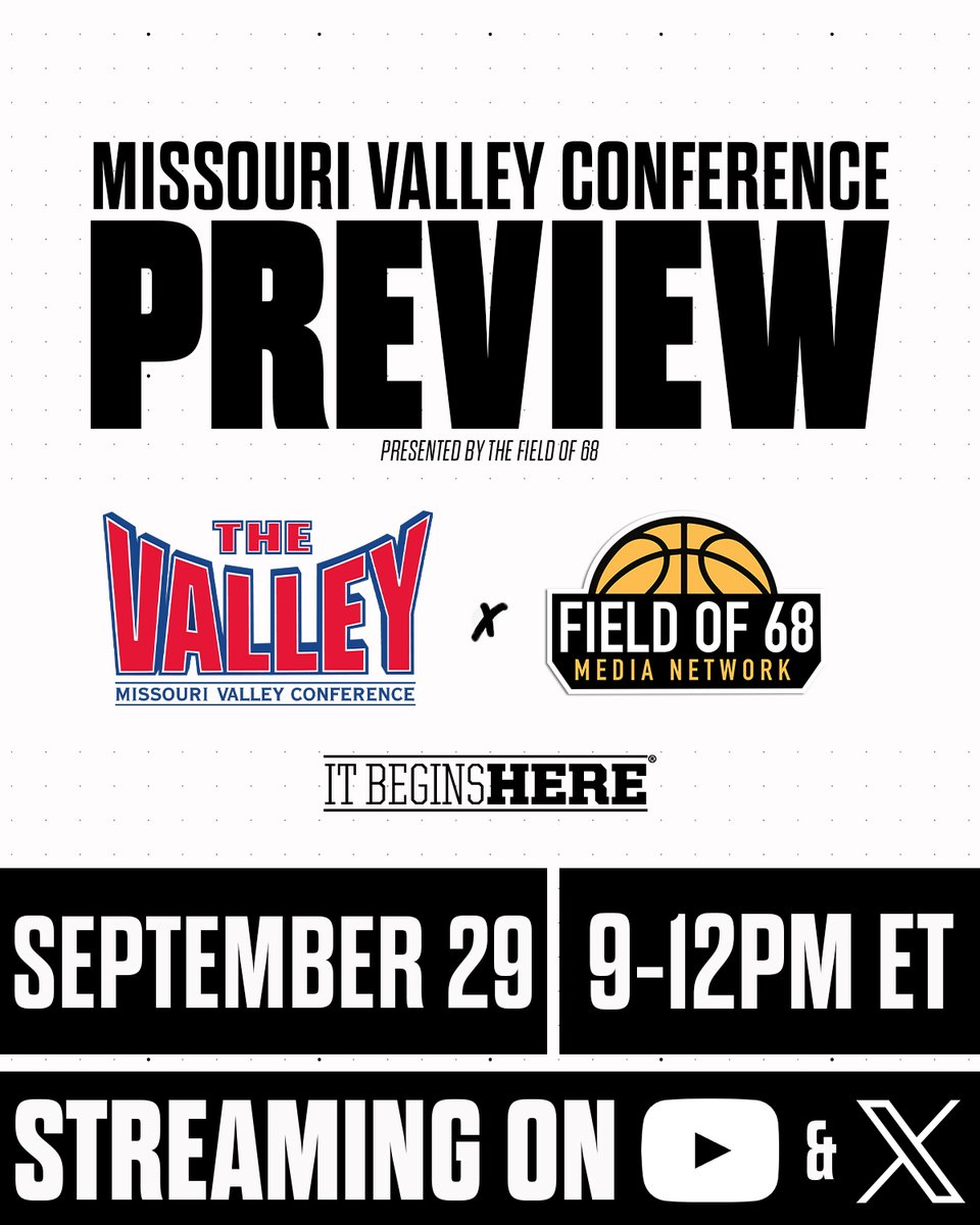 NEWS: We're thrilled to partner with <a href="/MVCsports/">Missouri Valley Conference</a> again this year for their annual Media Day event on September 29th! 👏

Tune in to <a href="/TheFieldOf68/">The Field of 68</a> on YouTube and X at 9am ET next Monday, as <a href="/RobDauster/">Rob Dauster</a> and <a href="/GoodmanHoops/">Jeff Goodman</a> interview and break down EVERY team in the league! 👀