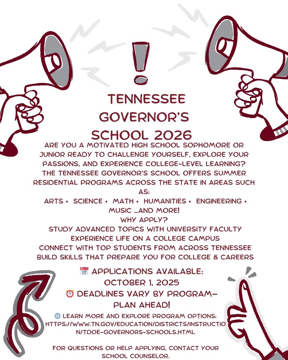 Learn more and explore program options:
tn.gov/education/dist…
For questions or help applying, contact your school counselor.