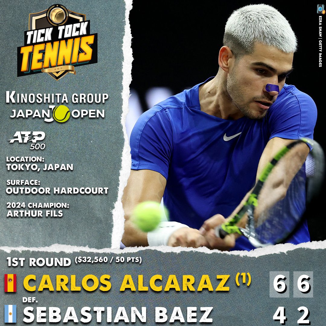 Rain &amp; Shine

Carlos Alcaraz rolled his ankle early in the opening set and looked like he might be on his way to retiring from the match.

But, a fortunately-timed rain delay allowed the Spaniard some extra time to recover, going on to cruise past Sebastian Baez, 6-4, 6-2.