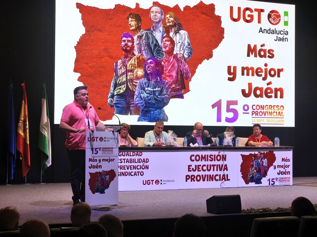 👉🏼 En nombre de las tres federaciones de <a href="/UGT_Andalucia/">UGT Andalucia</a> Eduardo Carrillo, SG de <a href="/FeSMC_Andalucia/">FeSMC UGT Andalucia</a> ha agradecido a Manolo Salazar, secretario General saliente de <a href="/ugt_jaen/">UGT JAEN</a> el buen trabajo realizado los últimos 20 años, sus grandes resultados y la colaboración con <a href="/FeSMC_UGT/">FeSMC.UGT</a>