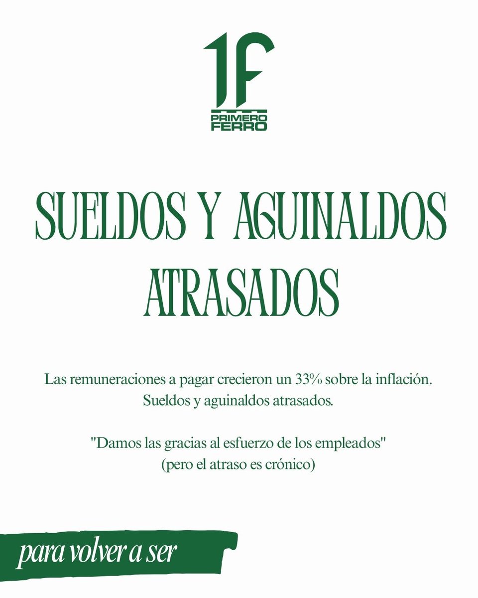 Desde Primero Ferro no queremos dejar de agradecer y reconocer a todos aquellos que, a pesar de no estar al día, siguen poniendo el pecho para sacar a Ferro adelante.
¡Gracias, gracias, gracias!