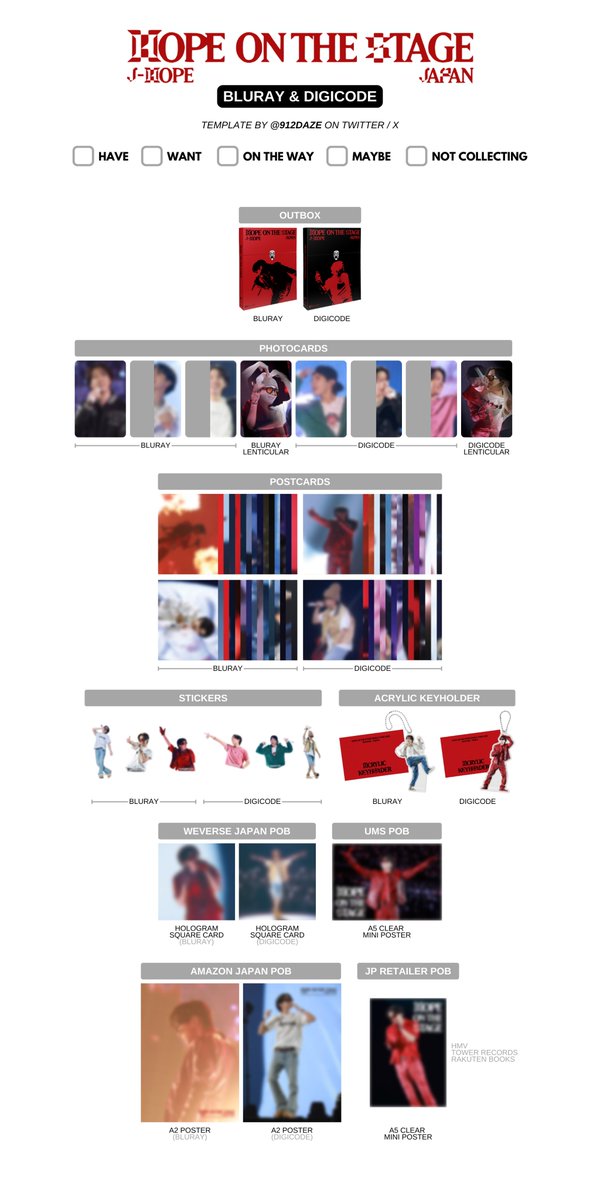 BTS J-HOPE HOBI HOTS HOS JP DIGICODE BR DC TOUR PC PHOTOCARD