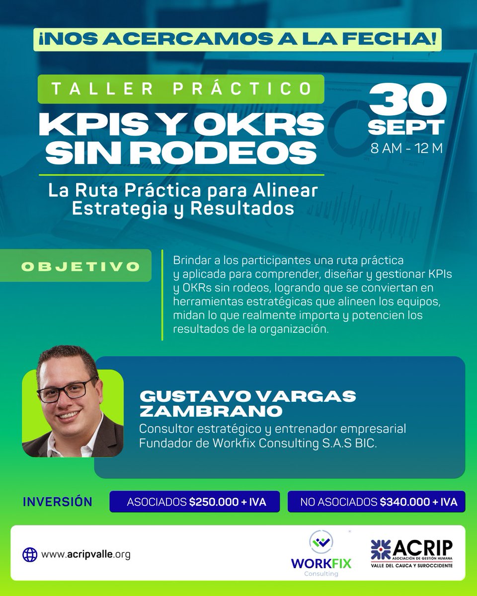 📊 KPIs y OKRs sin rodeos: porque medir lo correcto es lo que impulsa a las grandes organizaciones.

💼 Inscripciones abiertas: share.hsforms.com/12WHdsQJ7ShSyq…

🌐 acripvalle.org

#ACRIPValle #Liderazgo #KPIs #OKRs #Estrategia