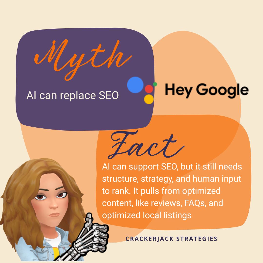 CrackerjackStr's tweet image. AI can spark blog ideas and beat writer’s block, but real results come from pairing it with optimized content, smart structure, and local SEO. Want to boost your content? Let’s chat!

#AIandSEO #LocalSEO #CrackerjackStrategies #AIforBusiness